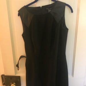 black polyester dress with leather